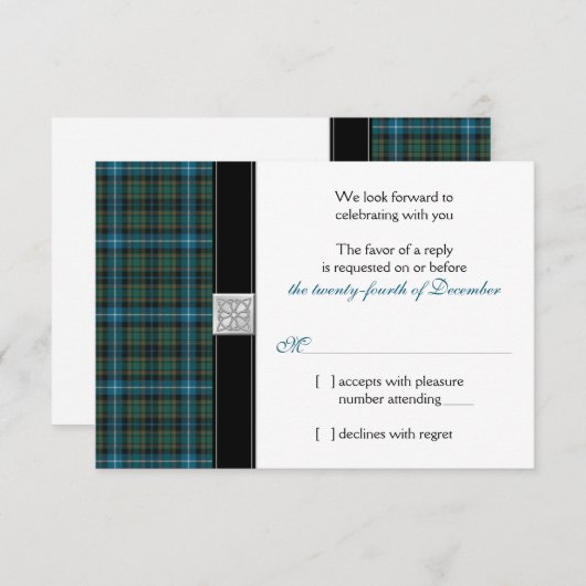 MacRae Ancienne Chasse Tartan Mariage RSVP (Devant / Derrière)