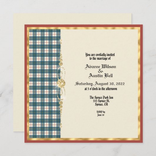 MacRae Conchra Tartan Wedding Invitation Kaart (Voorkant / Achterkant)
