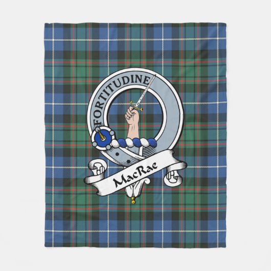 MacRae Hunting Ancient Clan Badge Tartan Pset Fleece Deken (Voorkant)