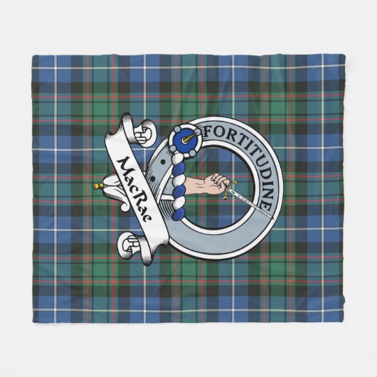 MacRae Hunting Ancient Clan Badge Tartan Pset Fleece Deken (Voorkant (Horizontaal))