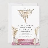 Macrame Boho Chic Rustic Girl Baby shower Kaart (Voorkant)