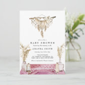 Macrame Boho Chic Rustic Girl Baby shower Kaart (Staand voorkant)