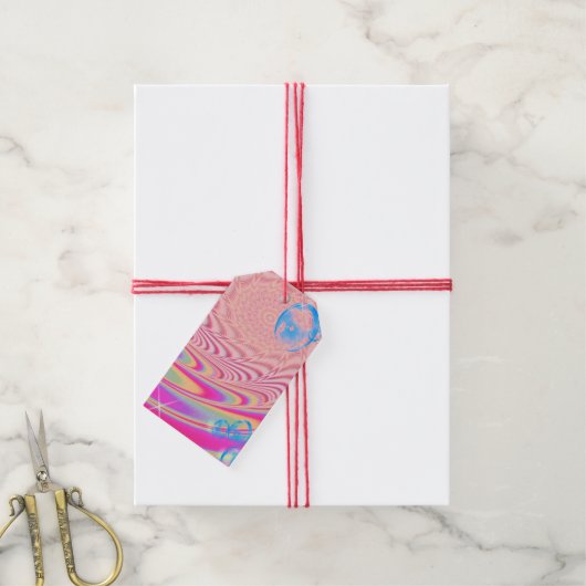MACRAME'- kleurrijk Abstract Afbeelding van fracta Cadeaulabel (Met Touw)