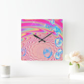 MACRAME'- kleurrijk Abstract Afbeelding van fracta Vierkante Klok (Huis)