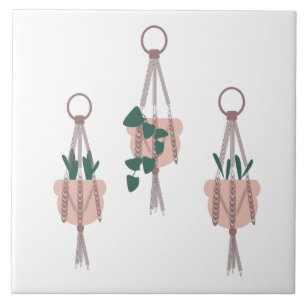 Macrame Planten Hanger Planter Potten Illustratie Tegeltje