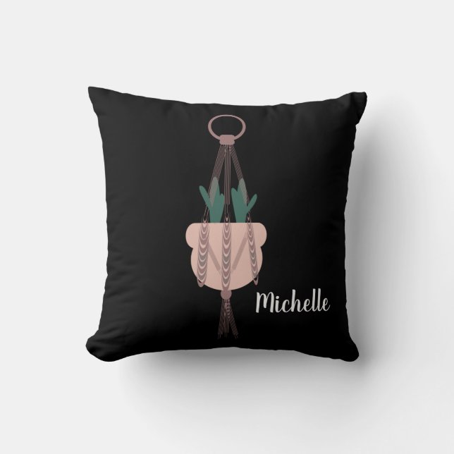 Macrame Planthanger Potten Hangende Cactus Kussen (Voorkant)