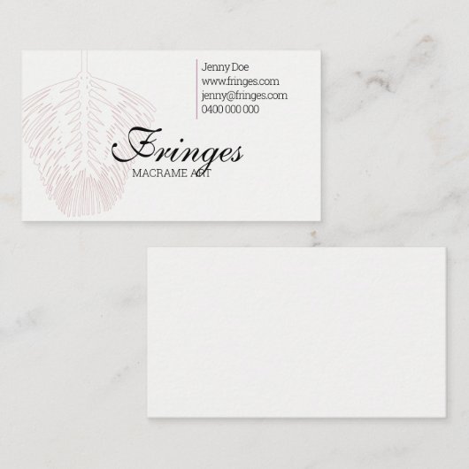 Macrame Visitekaartje met Macrame Veer (Voorkant / Achterkant)