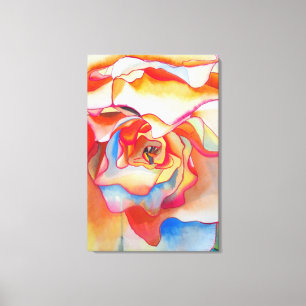 Macro begonia Fred Martin waterverf schilderij Canvas Afdruk