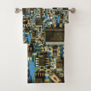 Macro Blau Circuitbord PCB-foto Bad Handdoek