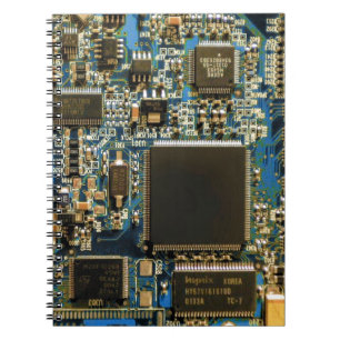 Macro Blau Circuitbord PCB Foto Notitieboek