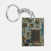 Macro Blau Circuitbord | PCB Foto Sleutelhanger (Voorkant Links)