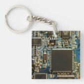 Macro Blau Circuitbord | PCB Foto Sleutelhanger (Voorkant)