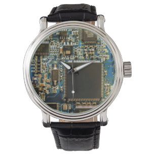 Macro Blauwe Printplaat   PCB Foto Horloge