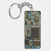 Macro Blauwe Printplaat | PCB Foto Sleutelhanger (Voorkant Links)