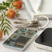 Macro Blauwe Printplaat | PCB Foto Sleutelhanger (Voorkant Rechts)