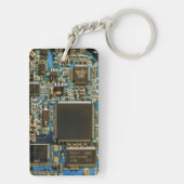 Macro Blauwe Printplaat | PCB Foto Sleutelhanger (achterkant)