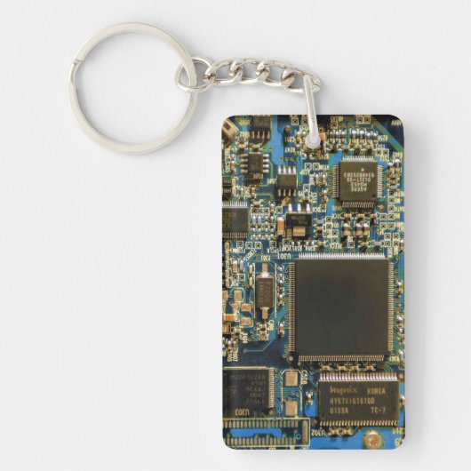 Macro Blauwe Printplaat | PCB Foto Sleutelhanger (Voorkant)