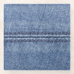 Macro Blue Denim, close-up textuur. Glazen Onderzetter