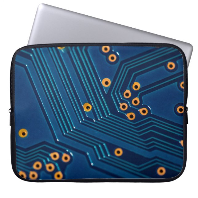 Macro close-up uitzicht van elektronisch computerb laptop sleeve (Voorkant)