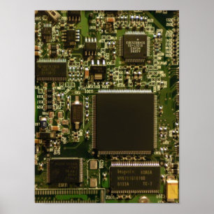 Macro groene printplaat PCB foto Poster