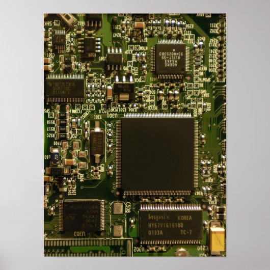 Macro groene printplaat | PCB foto Poster (Voorkant)