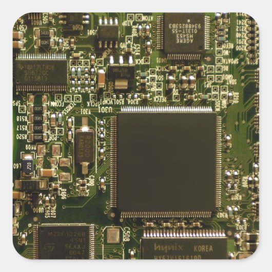 Macro groene printplaat | PCB-foto Vierkante Sticker (Voorkant)