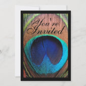 Macro Peacock Feather Rich Blues Invitation (Devant)