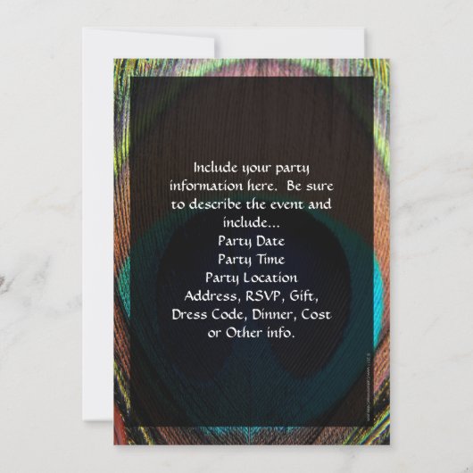 Macro Peacock Feather Rich Blues Invitation (Dos)