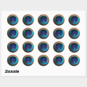 Macro Peacock Feather Rich Blugraphic Ronde Sticker (Vel)