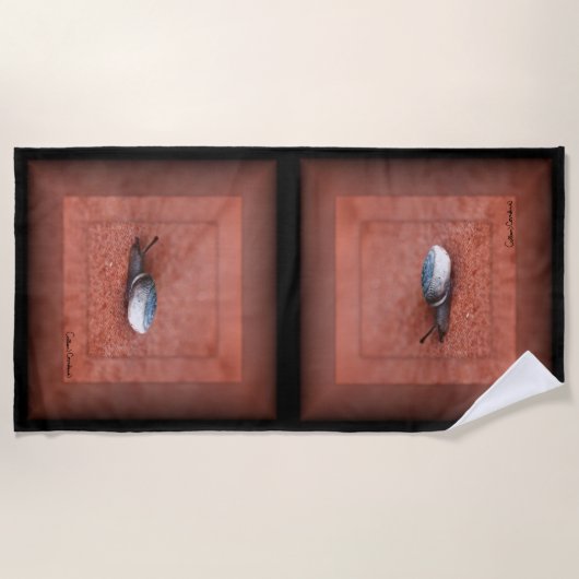 Macro Photograph of Snail on Terracotta Strandlaken (Voorkant)