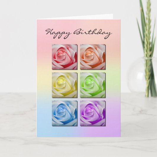 Macro Rainbow Rose carte d'anniversaire (Devant)