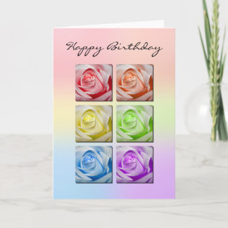 Macro Rainbow Rose carte d'anniversaire