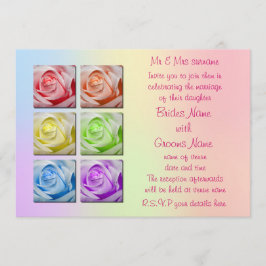 Macro Rainbow Rozen Wedding Invitting Kaart
