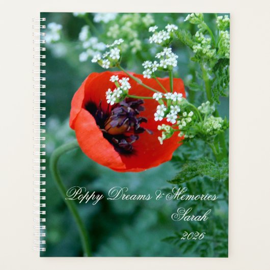 Macro Red Poppy | Artistic Personalized Journal Planner (Voorkant)