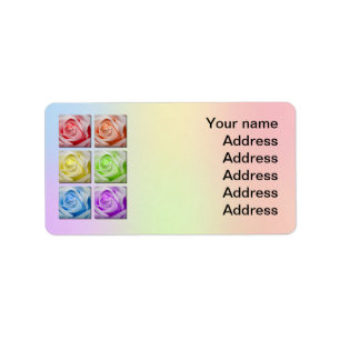 Macro Regenboog Rozen Bruiloft Adres Label