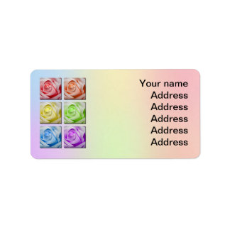 Macro Regenboog Rozen Bruiloft Adres Label