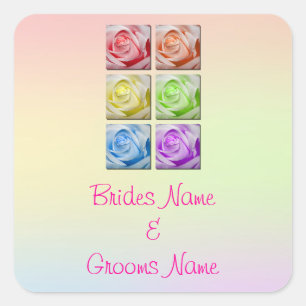 Macro Regenboog Rozen Bruiloft Stickers