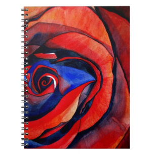 Macro rode roos abstracte kunstschilderij notitieboek