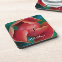 Macro Rode Tulp Bloem Fotografie Plastic Onderzett