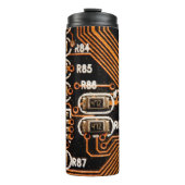 macro-shot van het schakelbord, kabels, condensato thermosbeker (Voorkant)