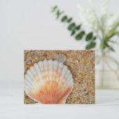 Macro van Scallop Zee Shell in het zand op het str Briefkaart (Staand voorkant)