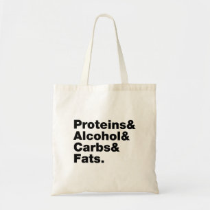 Macronutriënten. Eiwitten & Alcohol & Carbs & Vett Tote Bag