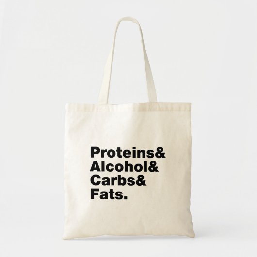 Macronutriënten. Eiwitten & Alcohol & Carbs & Vett Tote Bag (Voorkant)