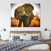 Mad African Elephant Wrapped Canvas Afdruk (Insitu (Slaapkamer))