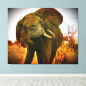 Mad African Elephant Wrapped Canvas Afdruk (Insitu (Houten vloer))