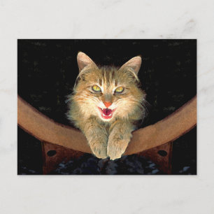 Mad Cat Painting - Cute Original Cat Art Briefkaart