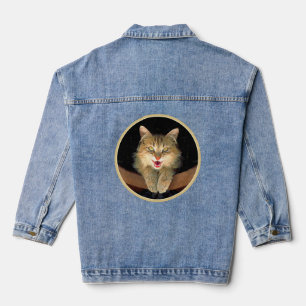 Mad Cat Painting - Cute Original Cat Art Denim Jacket