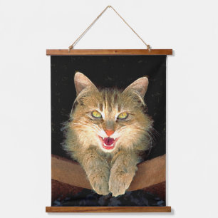 Mad Cat Painting - Cute Original Cat Art Hangend Wandkleed