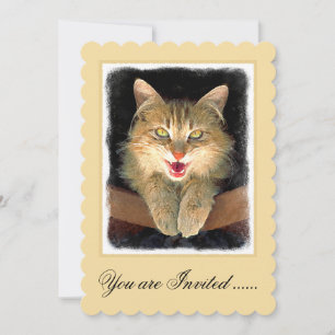 Mad Cat Painting - Cute Original Cat Art Kaart