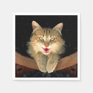 Mad Cat Painting - Cute Original Cat Art Servet